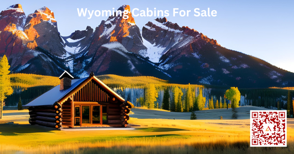 Wyoming Cabin with mountains in the background. This is a great example of the type of Wyoming cabins for sale on Airdeed