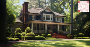 Modern traditional style home in Atlanta GA. Beautiful green landscape surrounding porch. Typical house for sale in atlanta ga on Airdeed Homes