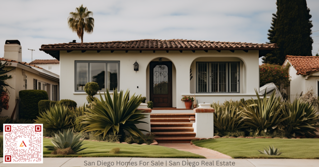 San Diego House with windows, front door and tile roof. Typical Houses For Sale in San Diego on Airdeed Homes.