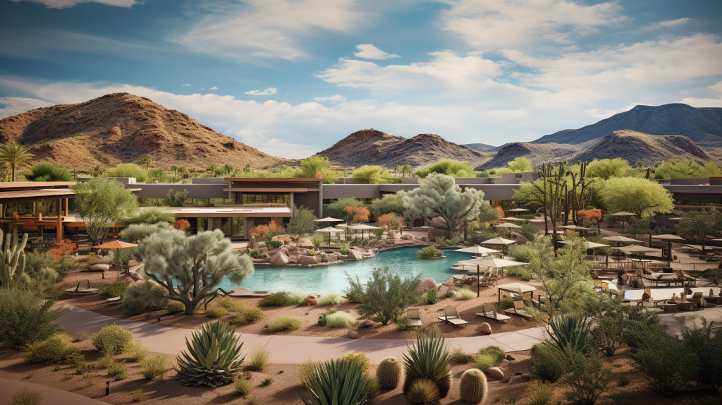 retirement community with pool and amenities in out Best Places to Retire in Arizona article